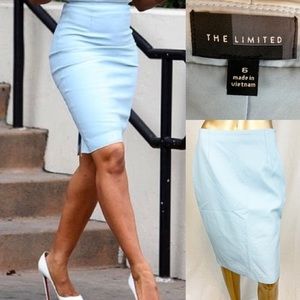 Powder Blue Faux Leather Skirt -The Limited. Sz.8